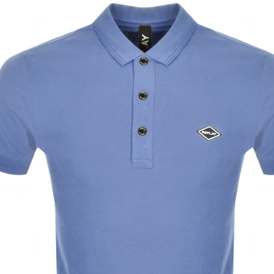 Alternative Image for ProductReplay Short Sleeved Logo Polo T Shirt Blue2